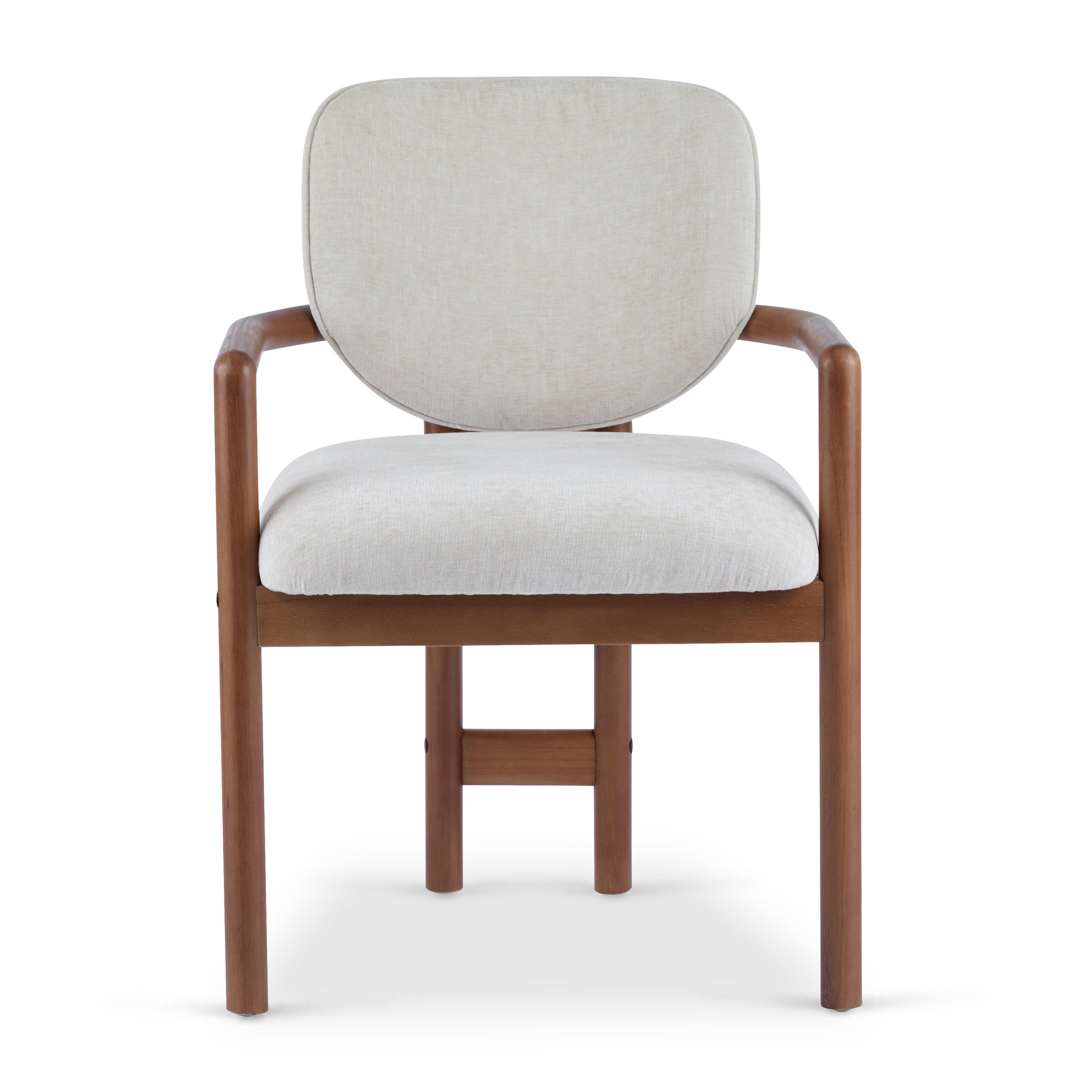 Dining Chairs Set of 2 Upholstered Arm Chairs, Rubber Wood Accent Chairs Beige Fabric Seating, 300 LBS Weight Capacity FredCo