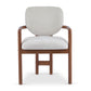 Dining Chairs Set of 2 Upholstered Arm Chairs, Rubber Wood Accent Chairs Beige Fabric Seating, 300 LBS Weight Capacity FredCo