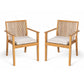 Patio Dining Chair Set of 2 - Sturdy Acacia Wood, Comfortable Waterproof Seating, 400 lbs Capacity, Natural Color Frame FredCo