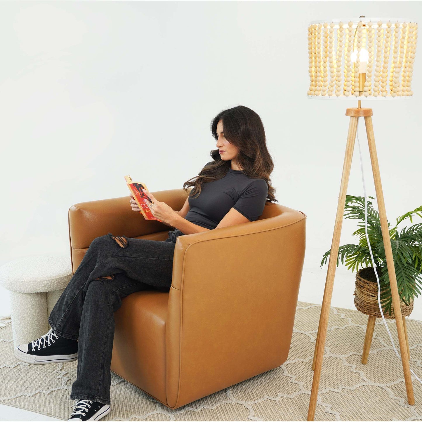 Callan Swivel Chair - Vegan Tan Leather FredCo