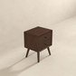 Mid-Century Modern Caroline Night Stand 2-Drawer Dark Brown Solid Wood 23.6'H x 17.7'W x 15.7'D for Bedroom, Closet, Dorm FredCo