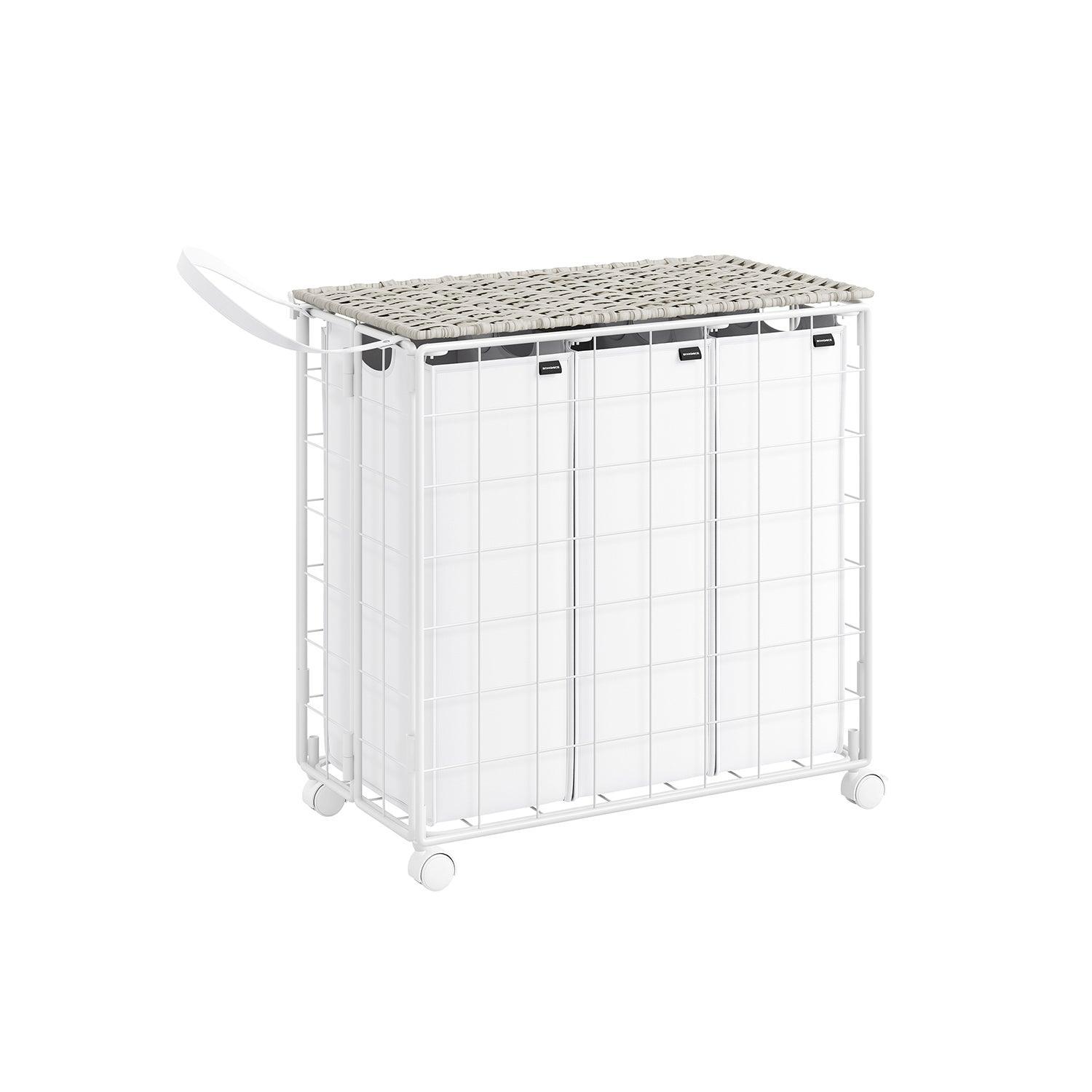 34.3-Gallon Laundry Hamper with Wheels Cloud White FredCo