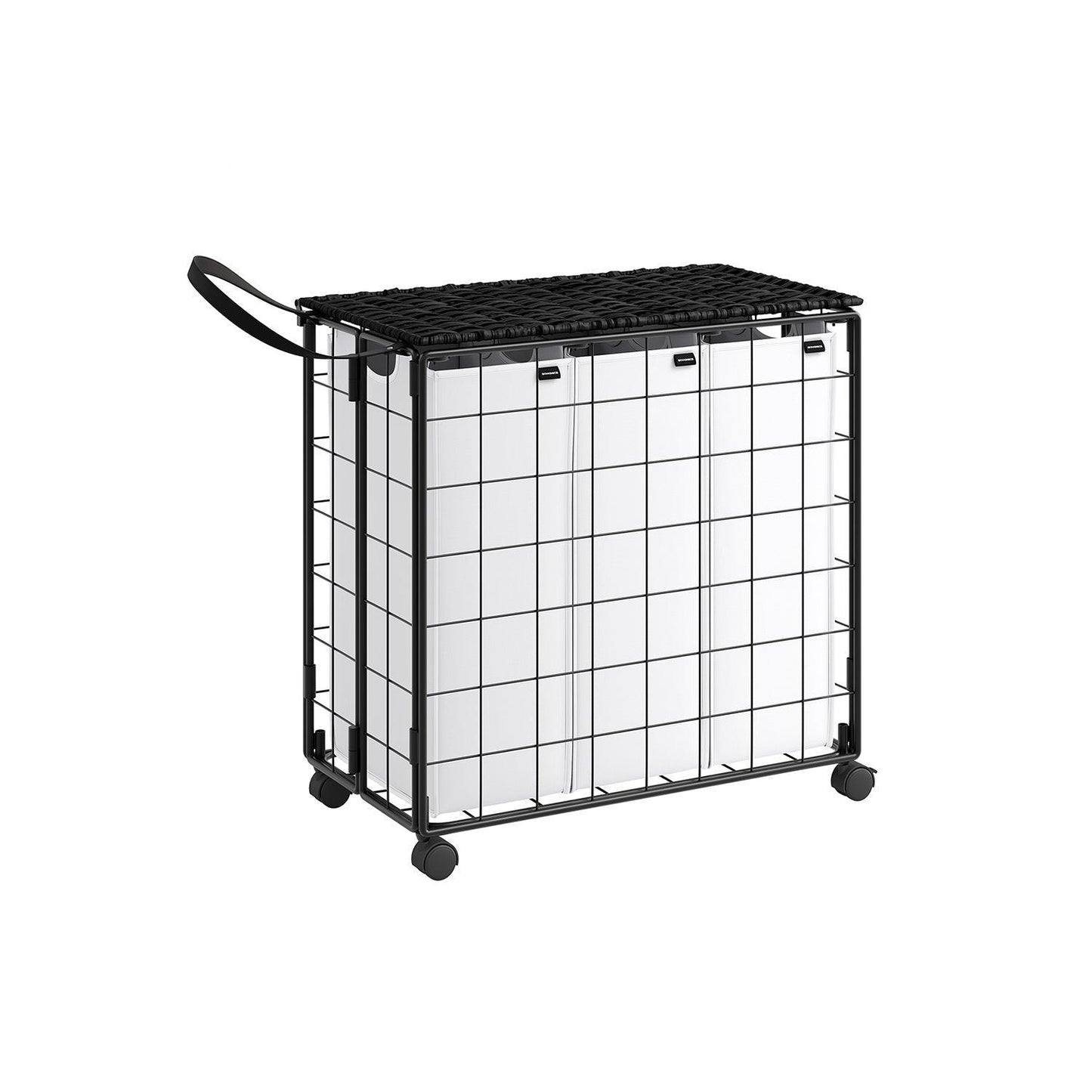 34.3-Gallon Laundry Hamper with Wheels Ink Black and Cloud White FredCo