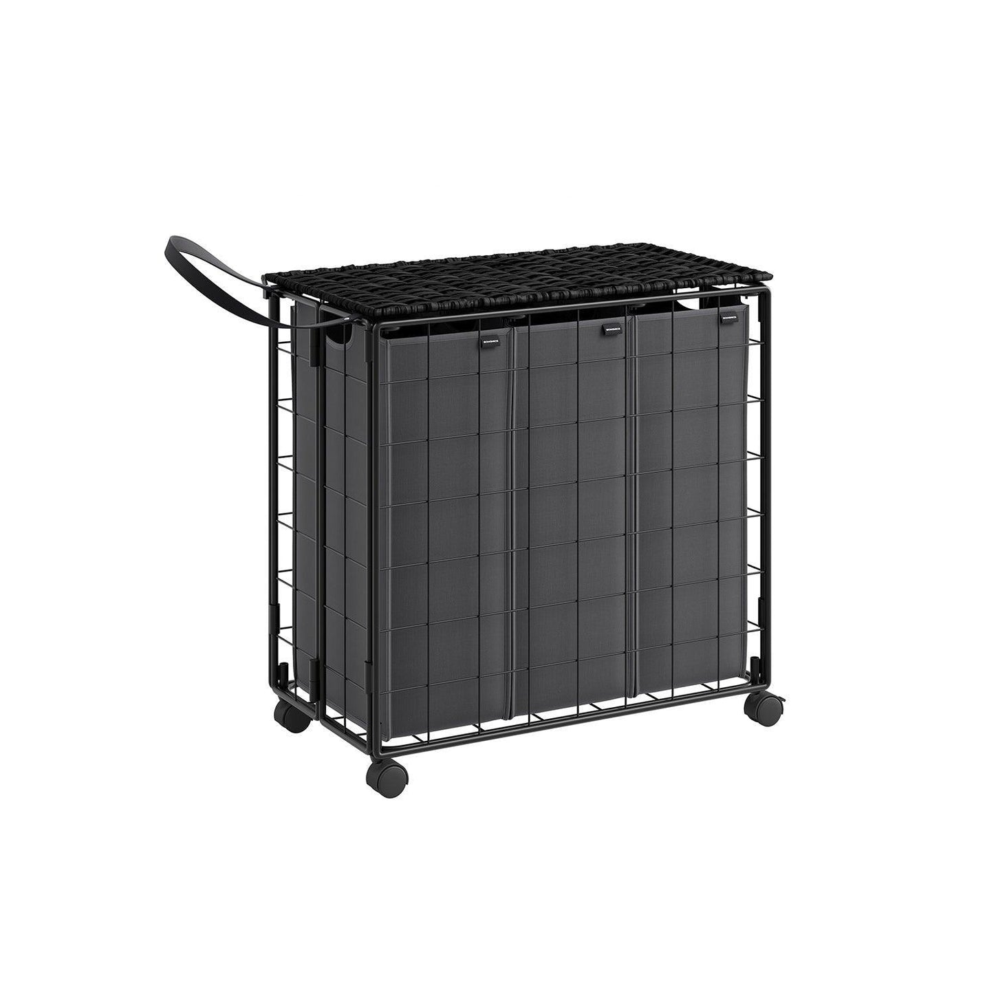 34.3-Gallon Laundry Hamper with Wheels Ink Black and Slate Gray FredCo