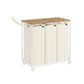 34.3-Gallon Laundry Hamper with Wheels Natural Beige and Cream White FredCo