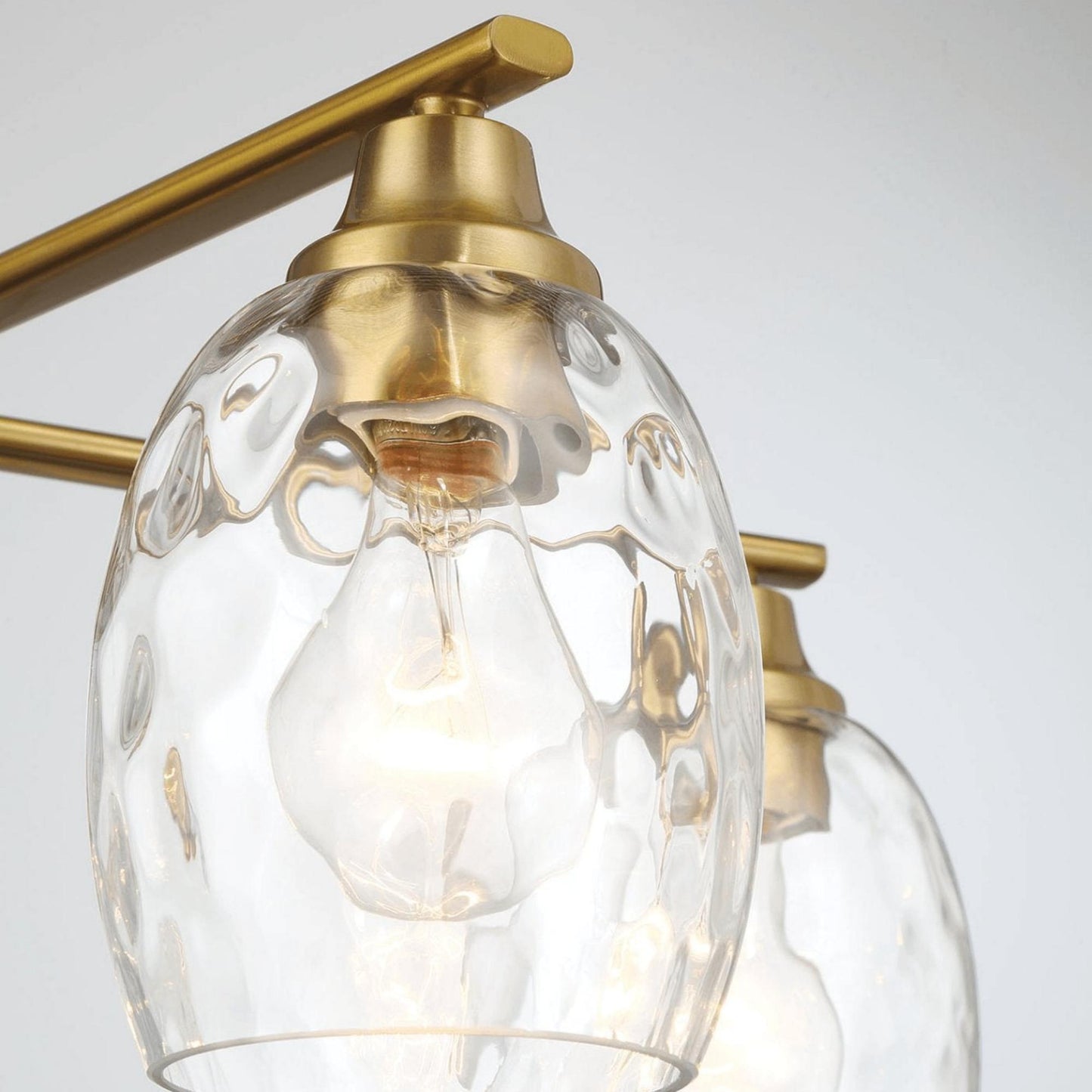 Elegance Five Lights Linear Arms Chandelier with Golden Brass Finish and Clear Water Glass 24'W x 8.5'H FredCo