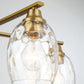 Elegance Five Lights Linear Arms Chandelier with Golden Brass Finish and Clear Water Glass 24'W x 8.5'H FredCo