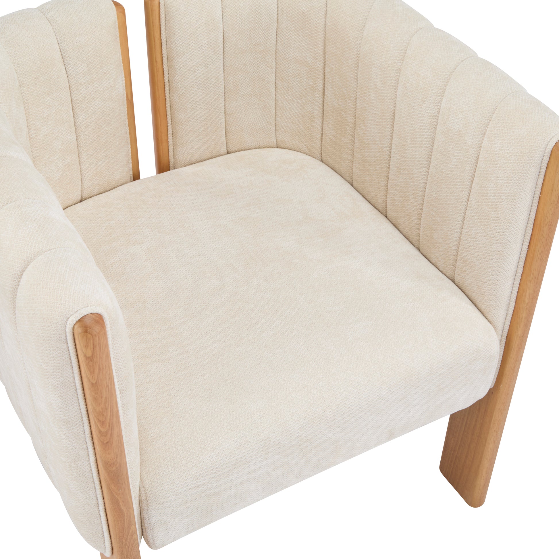 Dining Chairs Set of 2, Modern Stylish Seating with Natural Rubber Wood Frame and Beige Fabric, 225lbs Capacity, for Dining Area, Living Space FredCo