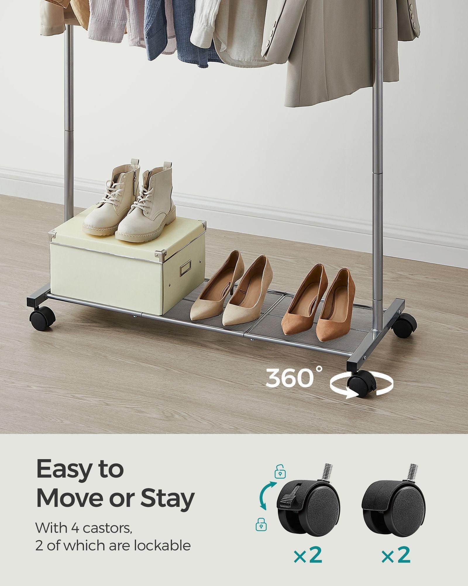 35.8" Wide Clothes Rack on Wheels Slate Gray FredCo