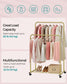 35.8" Wide Double-Rod Garment Rack on Wheels Champagne Gold FredCo