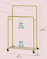 35.8" Wide Double-Rod Garment Rack on Wheels Champagne Gold FredCo