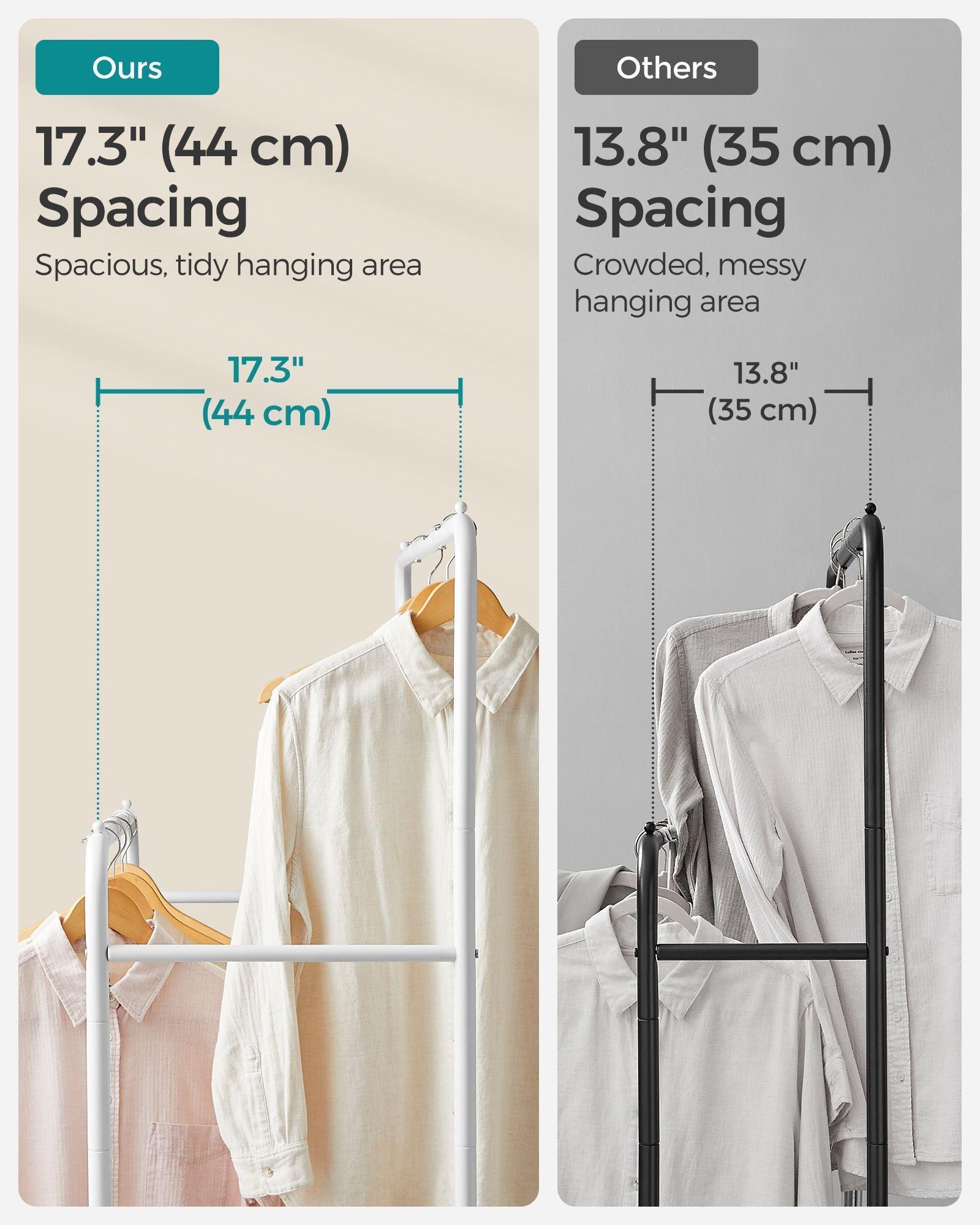 35.8" Wide Double-Rod Garment Rack on Wheels Cloud White FredCo