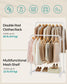 35.8" Wide Double-Rod Garment Rack on Wheels Cloud White FredCo