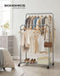 35.8" Wide Double-Rod Garment Rack on Wheels Slate Gray FredCo