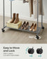 35.8" Wide Double-Rod Garment Rack on Wheels Slate Gray FredCo