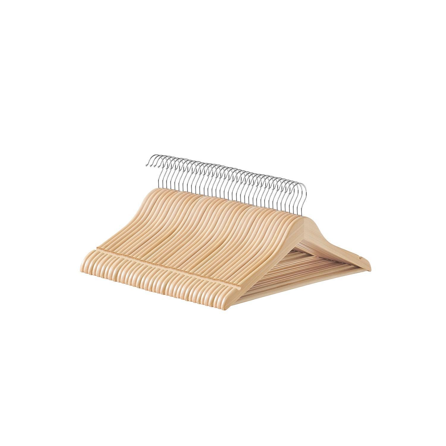 36-Pack Wooden Hangers Natural Beige FredCo