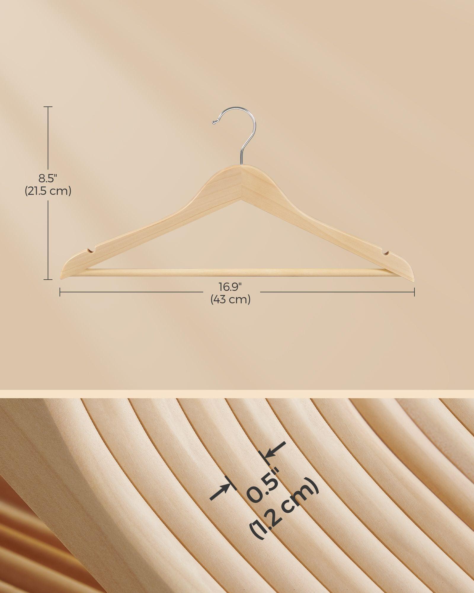 36-Pack Wooden Hangers Natural Beige FredCo