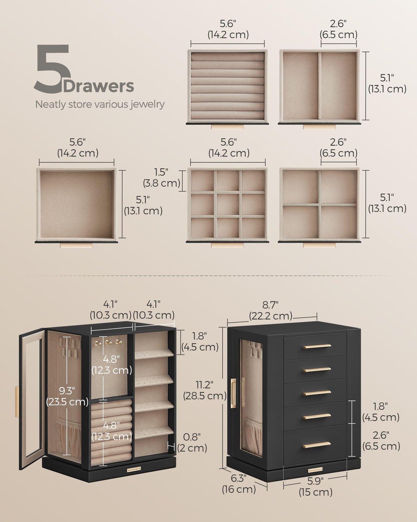 360° Rotating Jewellery Box Black FredCo
