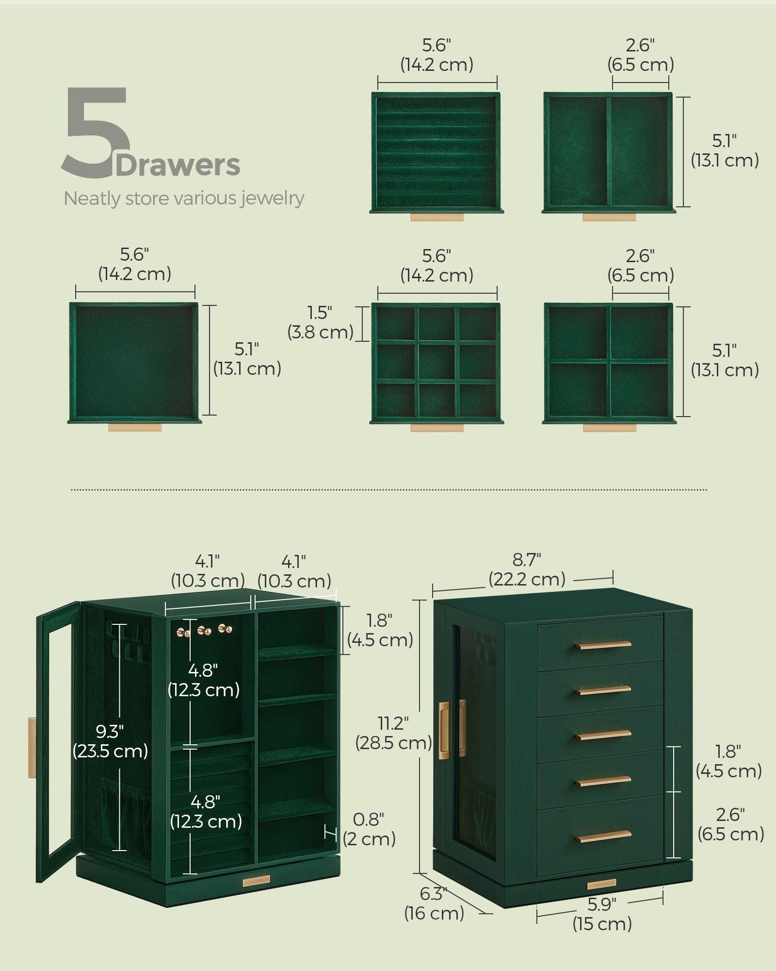 360° Rotating Jewellery Box Green FredCo