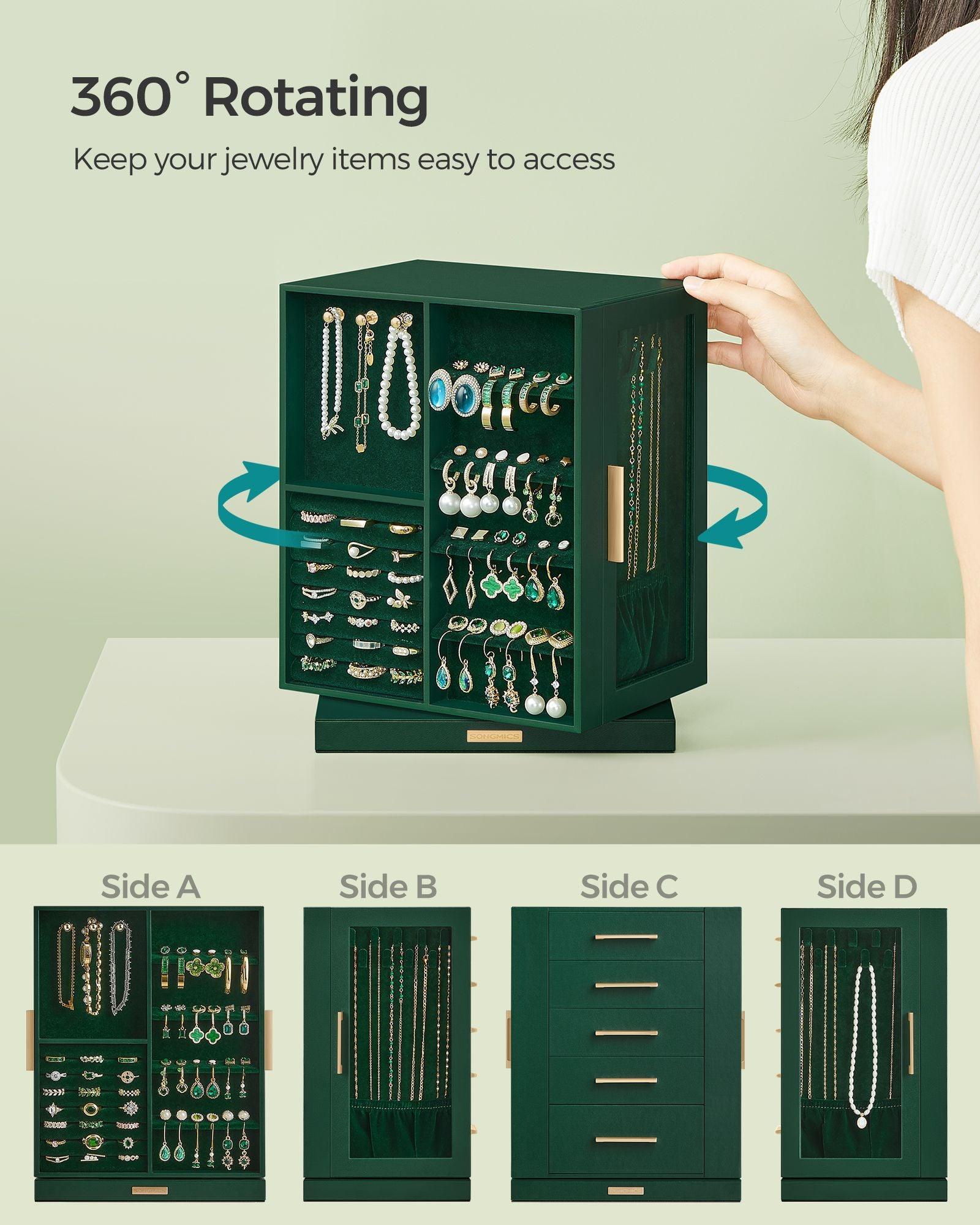360° Rotating Jewellery Box Green FredCo