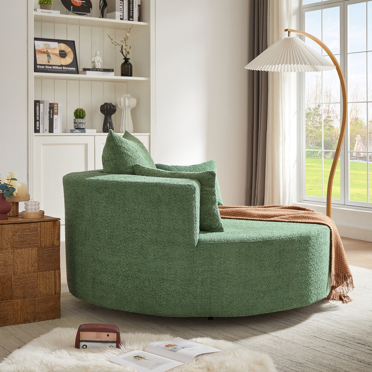 360° Swivel Chair Accent Barrel Chair Swivel Round Sofa Chair Green FredCo