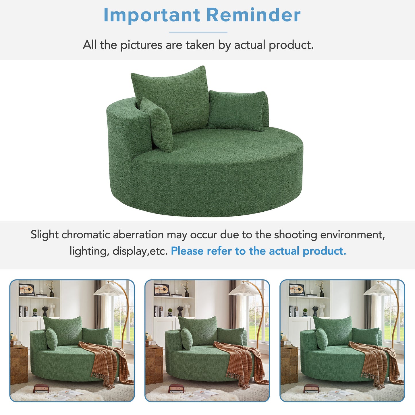360° Swivel Chair Accent Barrel Chair Swivel Round Sofa Chair Green FredCo