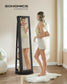 360° Swivel Jewelry Cabinet, Lockable Jewelry Organizer with Full-Length Mirror FredCo