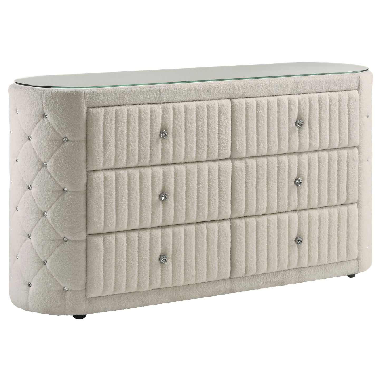 Sonya 4-piece Upholstered Eastern King Bedroom Set Ivory