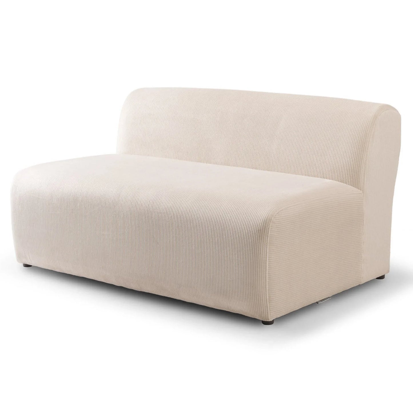 Modern cream upholstered sofa with rounded back and ribbed texture, FredCo International furniture