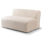 Modern cream upholstered sofa with rounded back and ribbed texture, FredCo International furniture