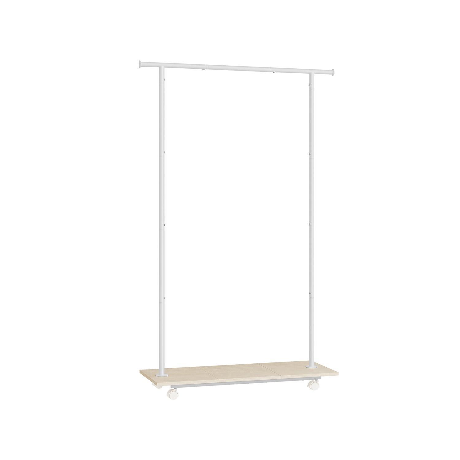 38.8" Wide Clothes Rack with Wheels Natural Beige and Cloud White FredCo