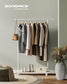 38.8" Wide Clothes Rack with Wheels Natural Beige and Cloud White FredCo
