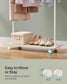 38.8" Wide Clothes Rack with Wheels Natural Beige and Cloud White FredCo