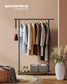 38.8" Wide Clothes Rack with Wheels Rustic Brown and Ink Black FredCo
