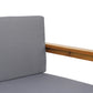 Modern grey cushioned chair with wooden armrest for home furniture, FredCo International