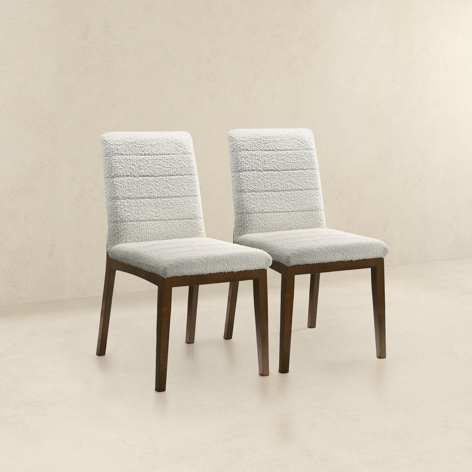 Ines Modern White Boucle Dining Chair (Set of 2) with Solid Wood Base and Foam Padding 35.8'H x 18.9'W x 24'D FredCo