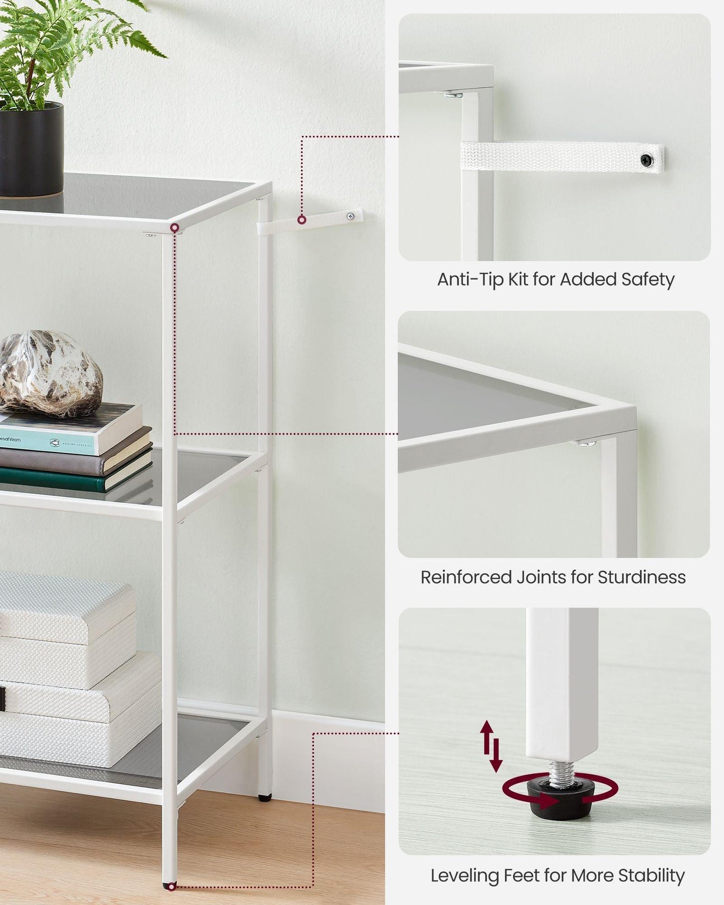 39.4 Inch Console Table with 3 Shelves FredCo