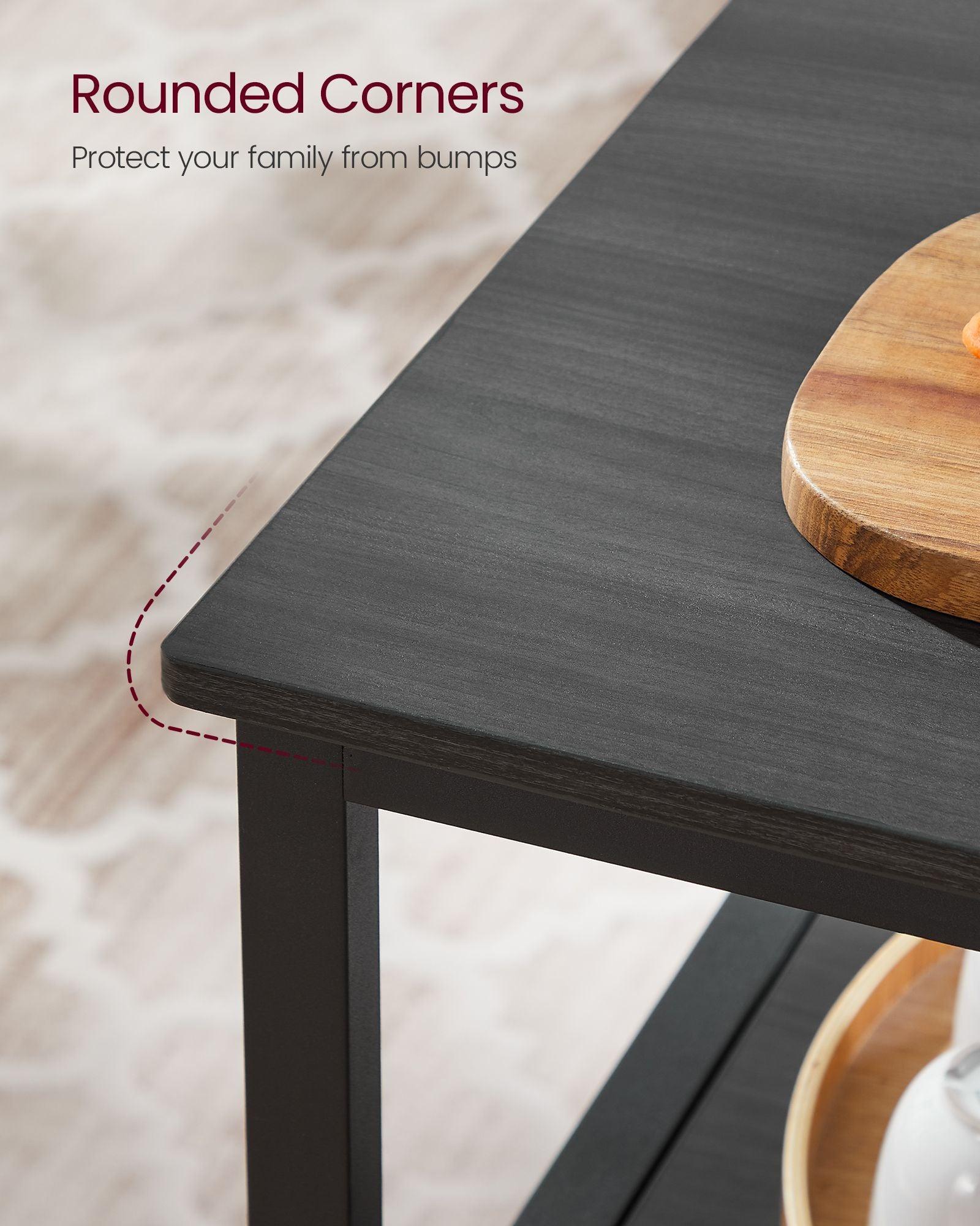 39.4 Inches Kitchen Shelf with Large Worktop Ebonised Oak FredCo