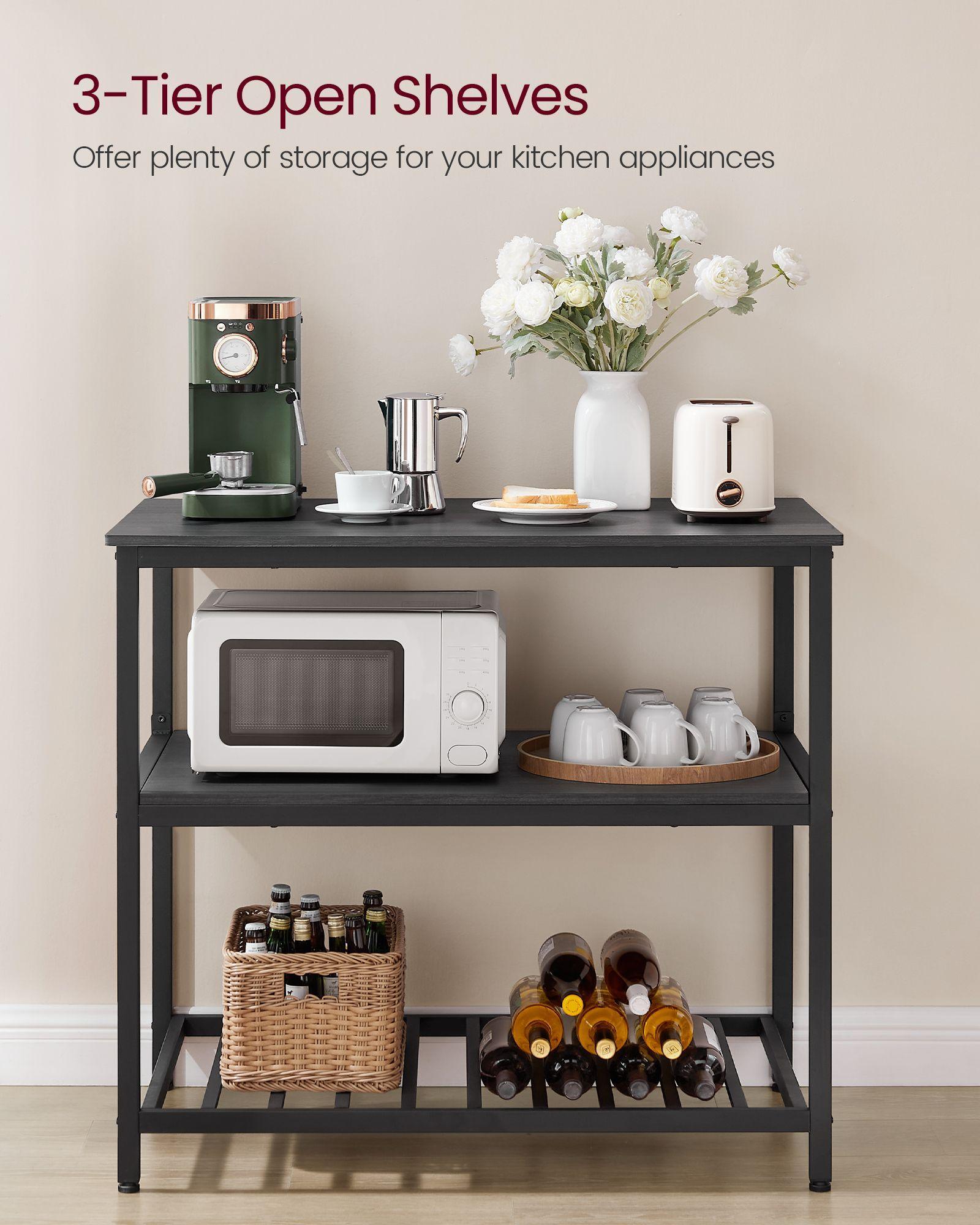39.4 Inches Kitchen Shelf with Large Worktop Ebonised Oak FredCo