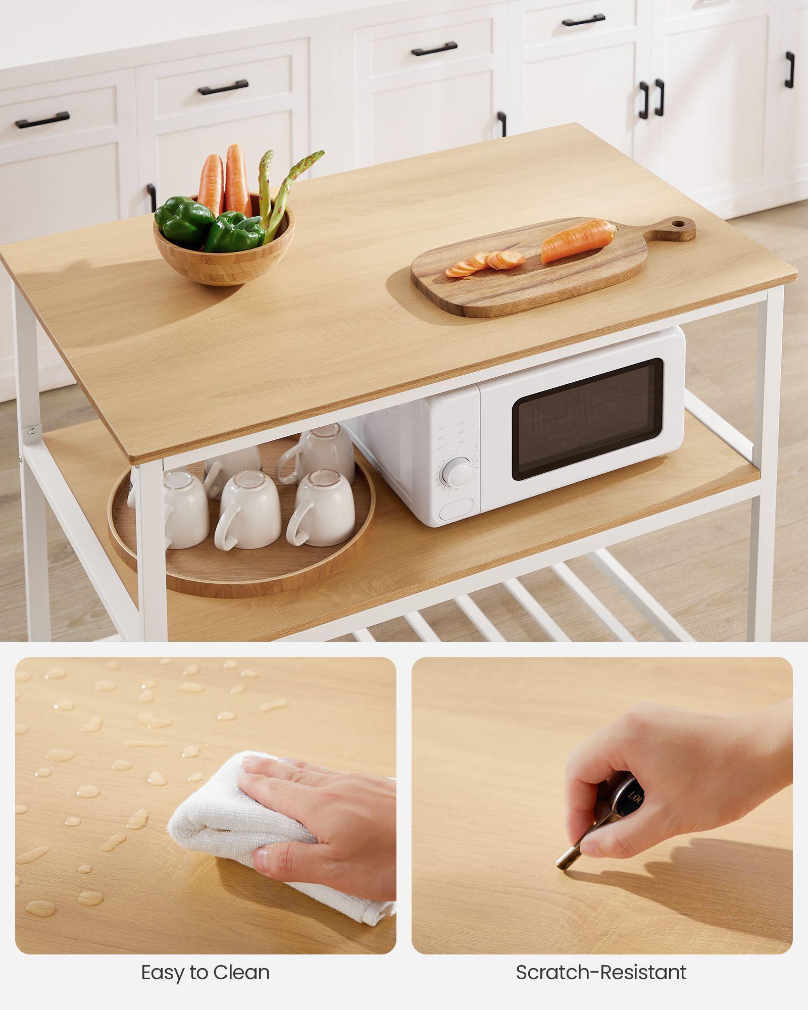 39.4 Inches Kitchen Shelf with Large Worktop Oak FredCo