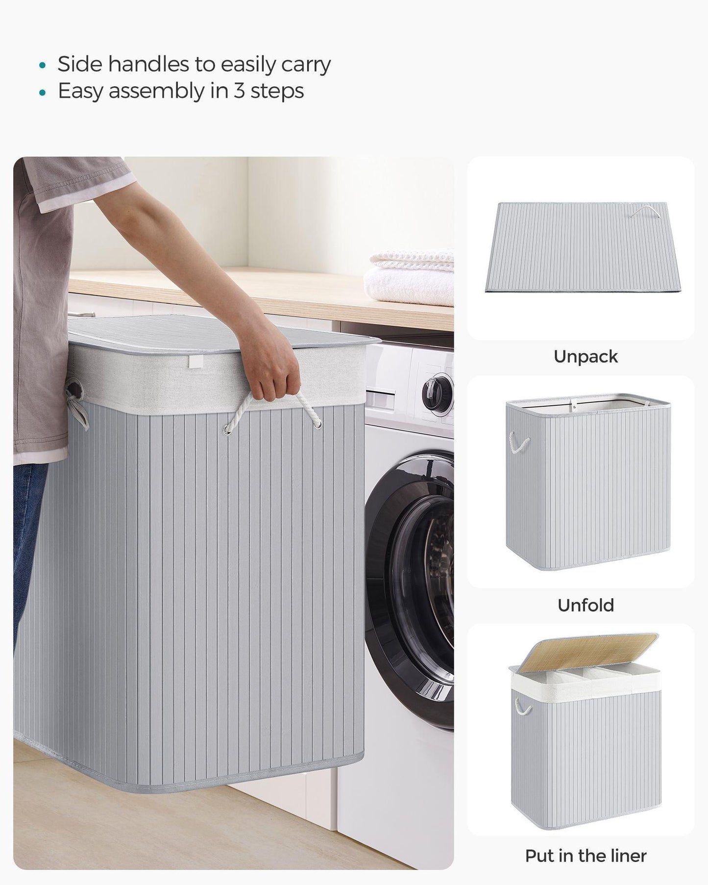 39.6 Gallons Laundry Hamper with Lid FredCo
