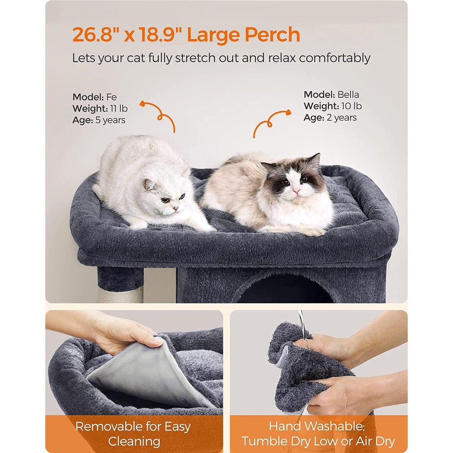 39.8-Inch Cat Tree Smoky Gray FredCo