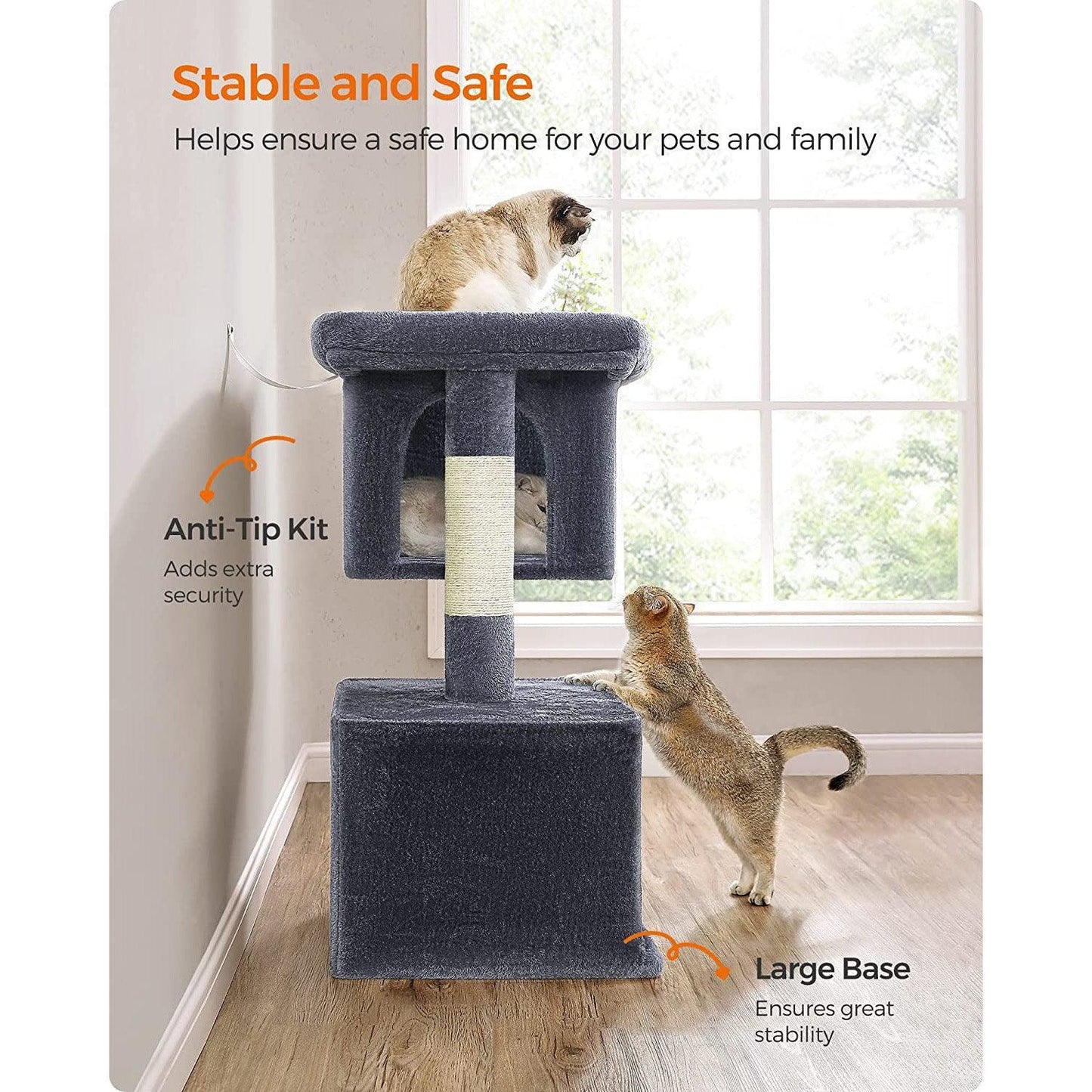 39.8-Inch Cat Tree Smoky Gray FredCo