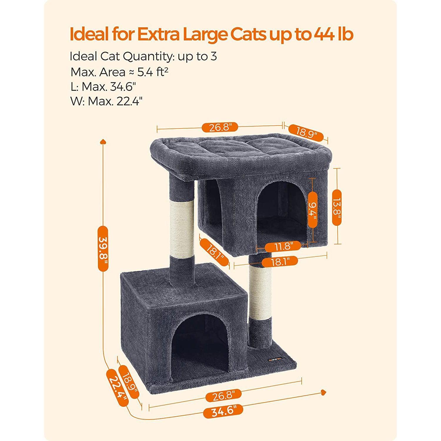 39.8-Inch Cat Tree Smoky Gray FredCo