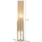 Modern cylindrical floor lamp with fabric shade and wooden base, 53 inches tall, home lighting