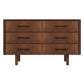 Modern wooden dresser with six drawers and black handles, FredCo International furniture