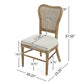 Classic Retro Dining Chair Set of 2 with Rattan Backrest, Dark Brown Rubberwood Frame, Beige Fabric Cushion FredCo