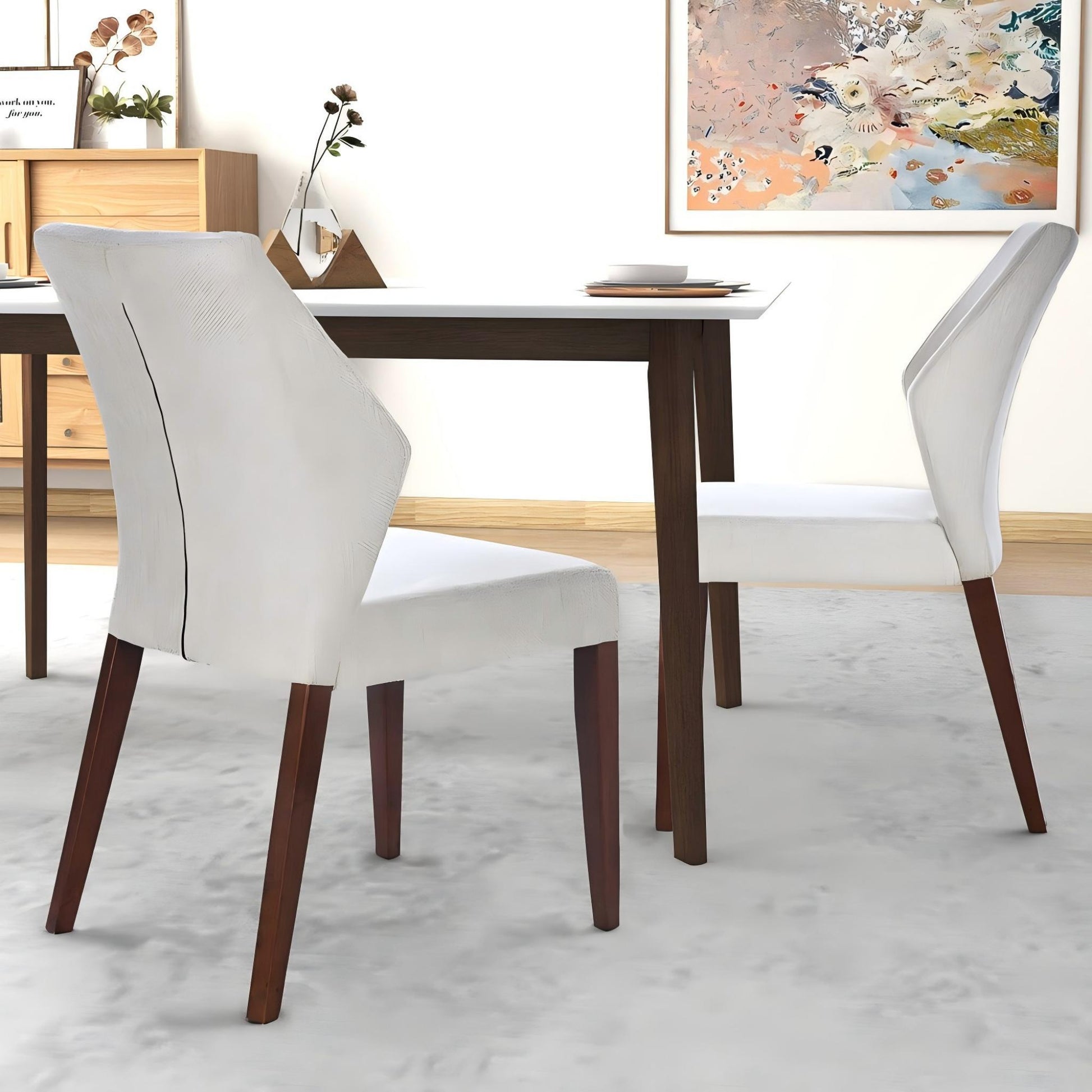 Luca Light Grey Fabric Dining Chair Set Of 2 - Comfortable Seating with Solid Wood Frame FredCo