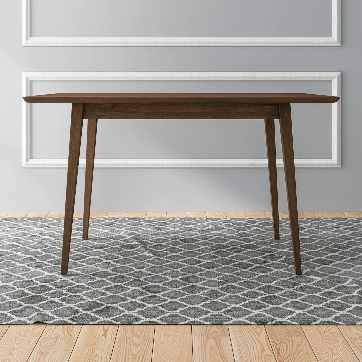 Mary Modern Style Solid Wood Rectangular Dining Kitchen Table Brown Finish Beveled Edges FredCo