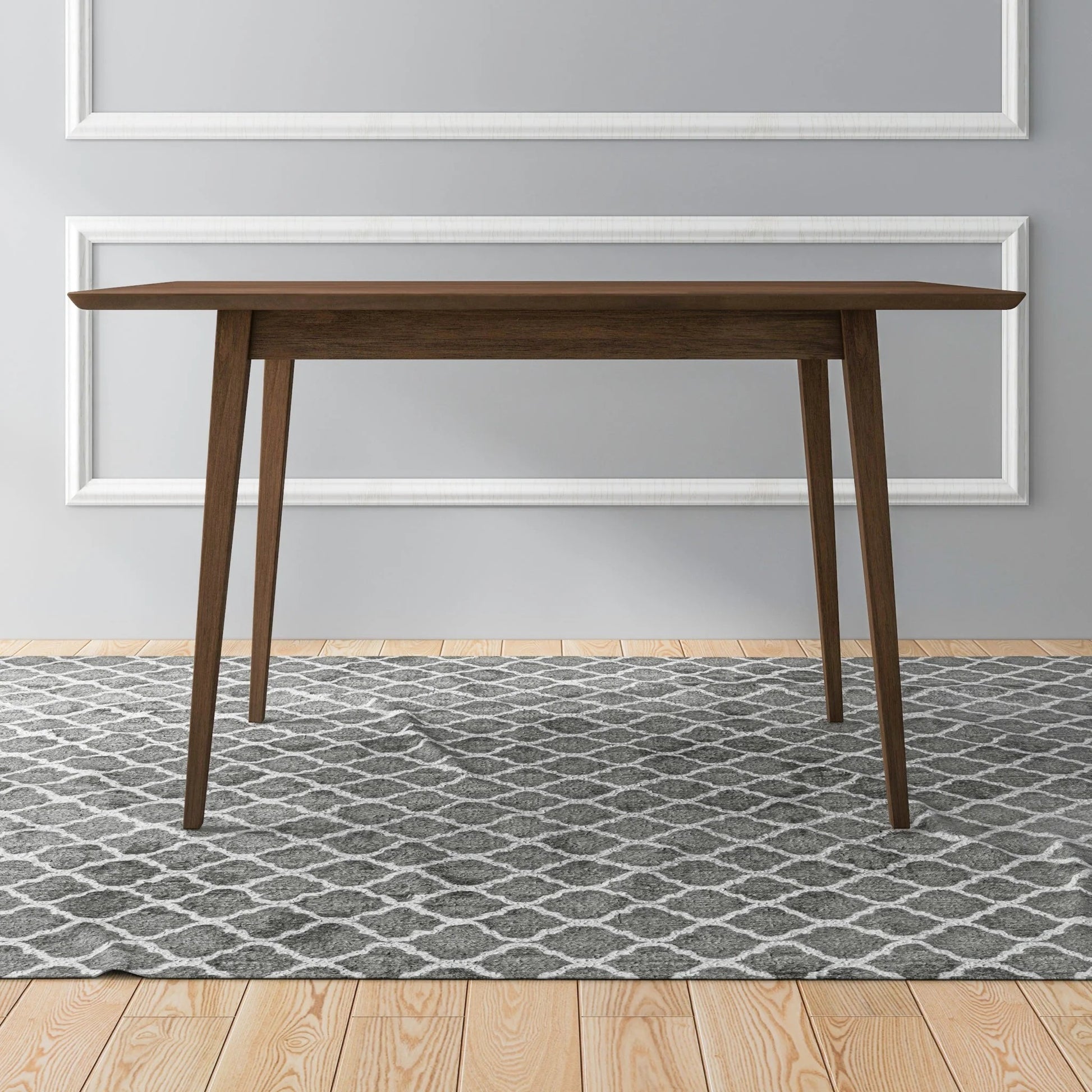 Mary Modern Style Solid Wood Rectangular Dining Kitchen Table Brown Finish Beveled Edges FredCo